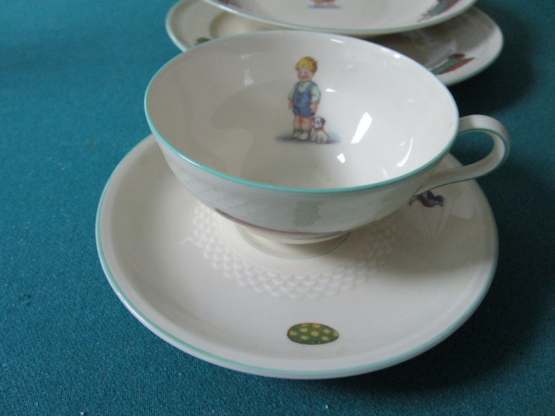 THOMAS BAVARIA CHILD CHINA SET 4 PCS SETTING CUP SAUCER PLATE [*81H]