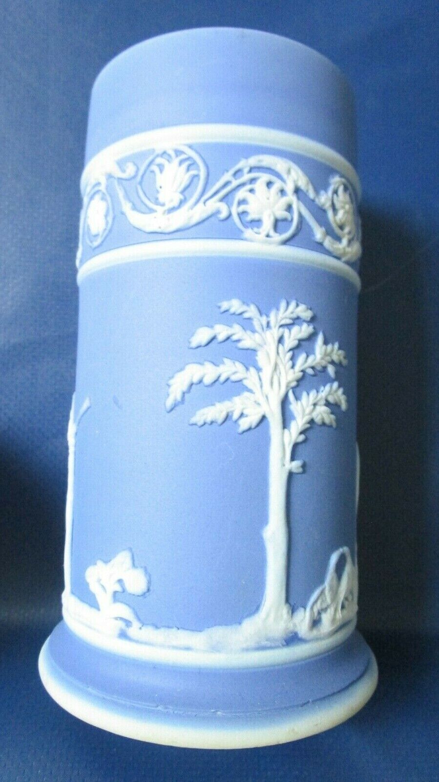 WEDGEWOOD ENGLAND VASE AND BOWL 2 PCS BLUE JASPERWARE