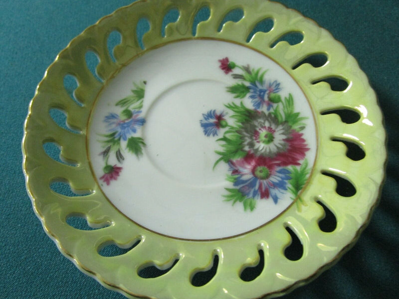 Napco Mid Century Japan Lusterware Floral Tea Cup Saucer  [86]