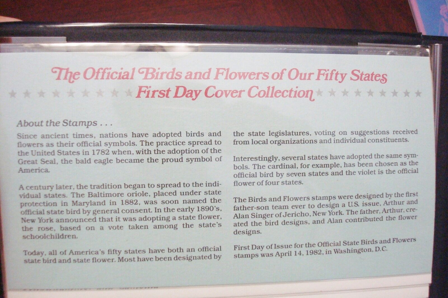 1982 Birds & Flowers of Our Fifty States,Postal Commemorative Society, NEW [6]