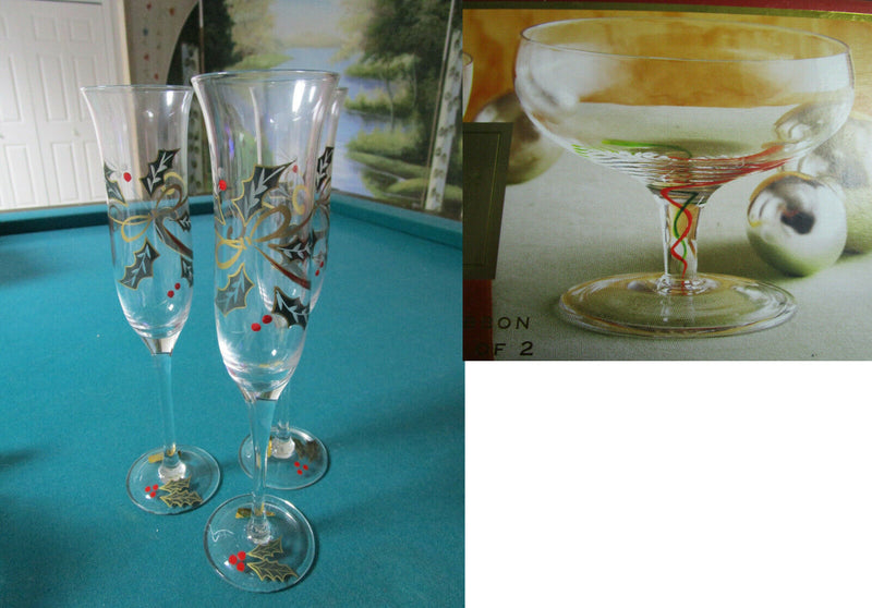 Lenox Crystal Glassware Holiday Spirit Christmas Flutes  Compotes Pick One