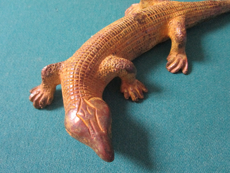 BRASS ALLIGATOR PAPERWEIGHT DESK 10"