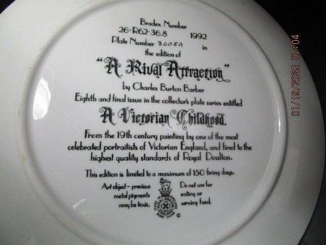 ROYAL DOULTON COLLECTOR PLATE "RIVAL ATTRACTION" 8.5" NEW ^^