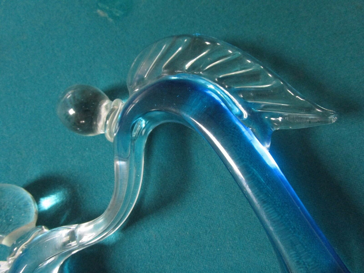 ANGEL HEART GLASS  SCULPTURE BLUE AND CLEAR RARE