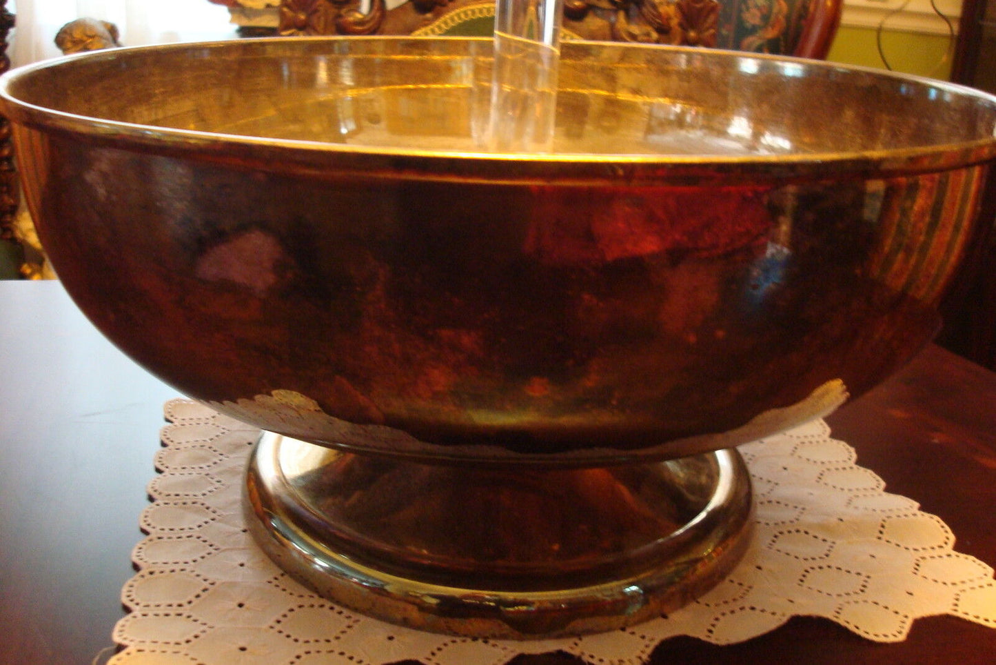 Two tier double silverplate bowls SIGNED, made in Firenze, Italy