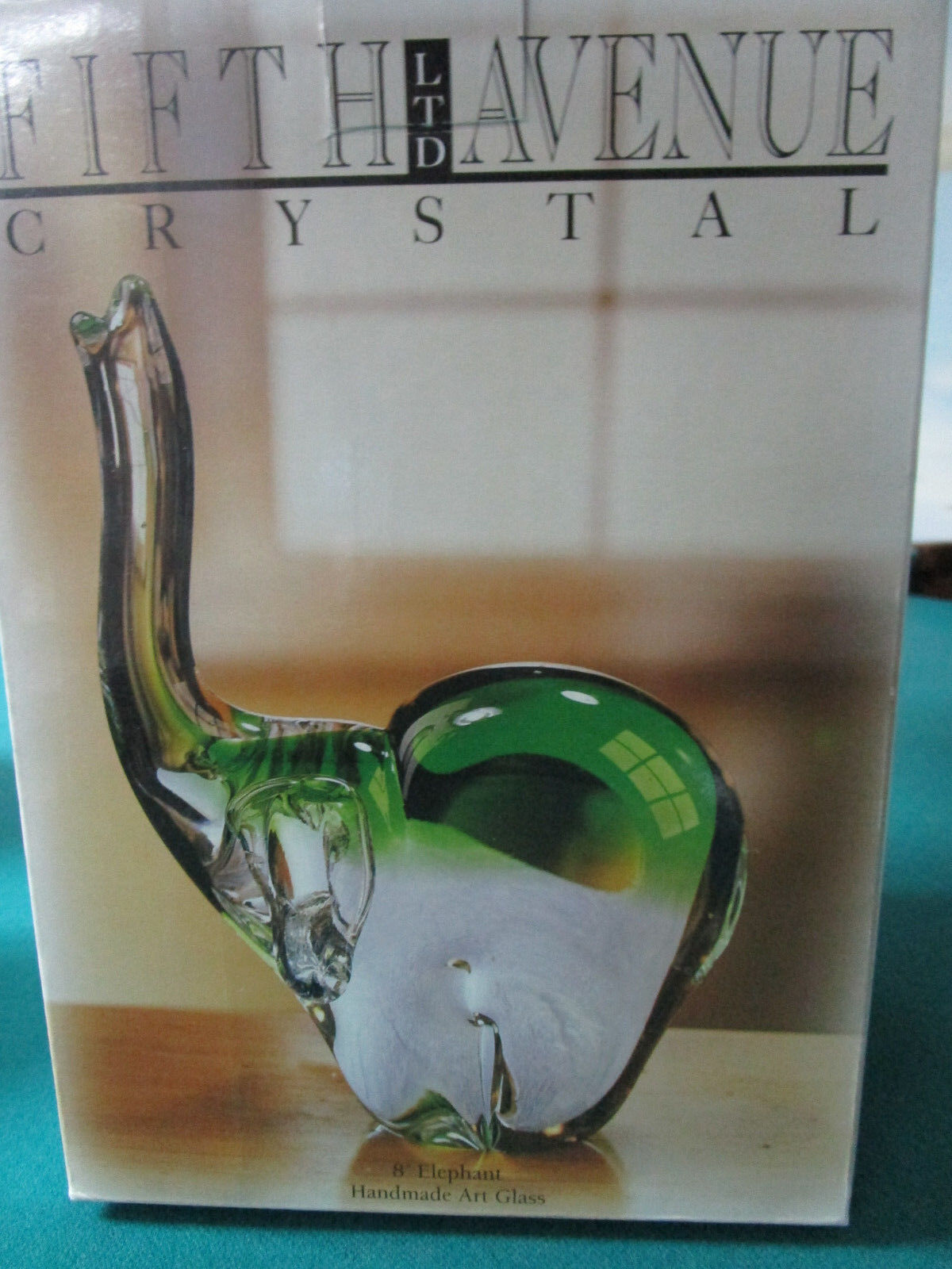 5TH AVENUE CRYSTAL 8" ELEPHANT HANDMADE ART GLASS  NIB ORIGINAL