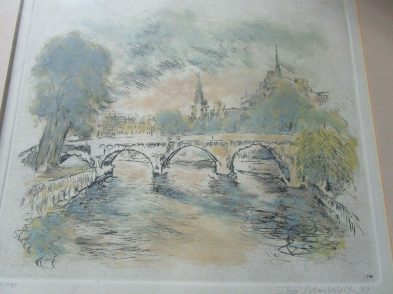 Ira MOSKOWITZ (1912-2001) American Jewish BRIDGE LITHOGRAPH SIGNED PENCIL NUMBER
