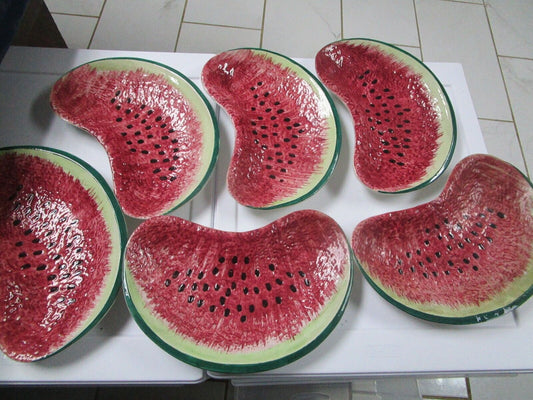 WATERMELON DISHES 6 PCS 9 1/2 X 6 1/2"