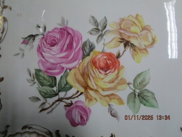 ANTIQUE TRAY ROSES 14 X 17 in ^^