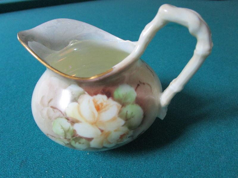 JEAN POUYAT FRANCE CREAMER AND COVERED SUGAR WHITE ROSES SEPIA COLORS [83c]