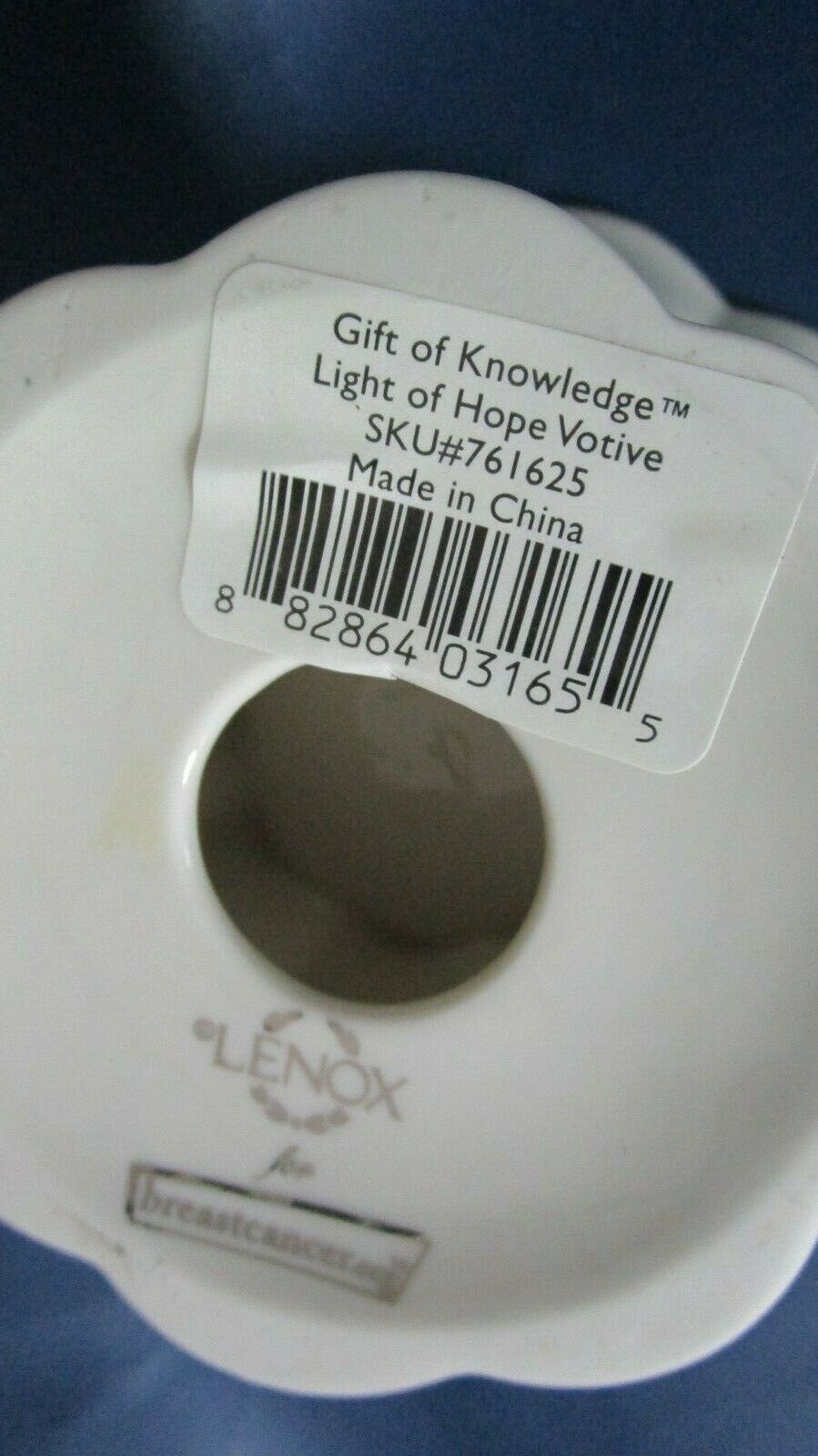 LENOX GIFT OF KNOWLEDGE VOTIVE CANDLE HOLDER PINK 4 X 5 1/2