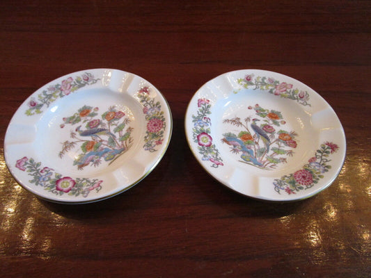 WedgwoodEngland  pair of ashtrays 4 1/2" diam, "KUTANI CRANE" patt orig [77j]