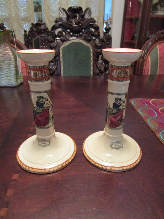 ADAMS CANDLE HOLDERS ROMEO AND JULIET, SHAKESPEARE, ENGLAND ORIG [60]