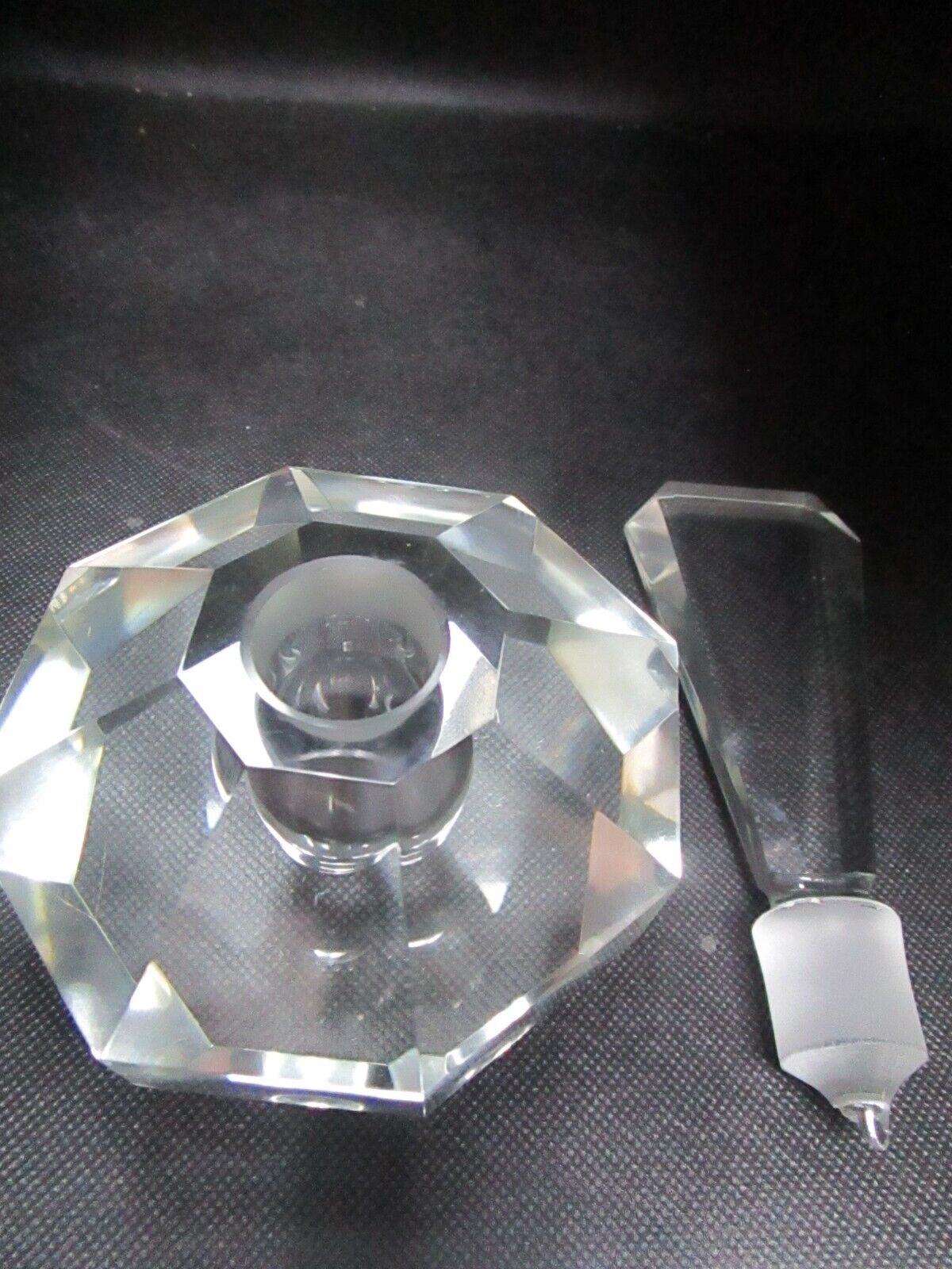 Antique art deco perfume bottle crystal faceted prism 7"