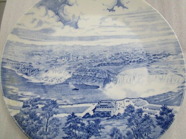 Vintage collector plate - Niagara Falls by J & G Meakin, England blue 1962[bp41