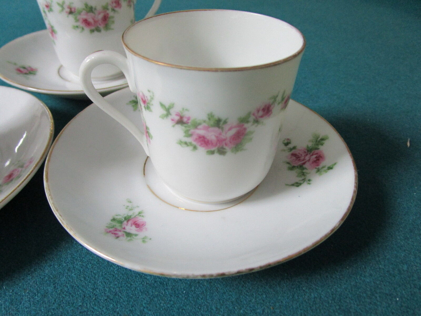 Antique  HERMANN OHME, Silesia, now Poland, 1900s 3 cups and saucers[60G]