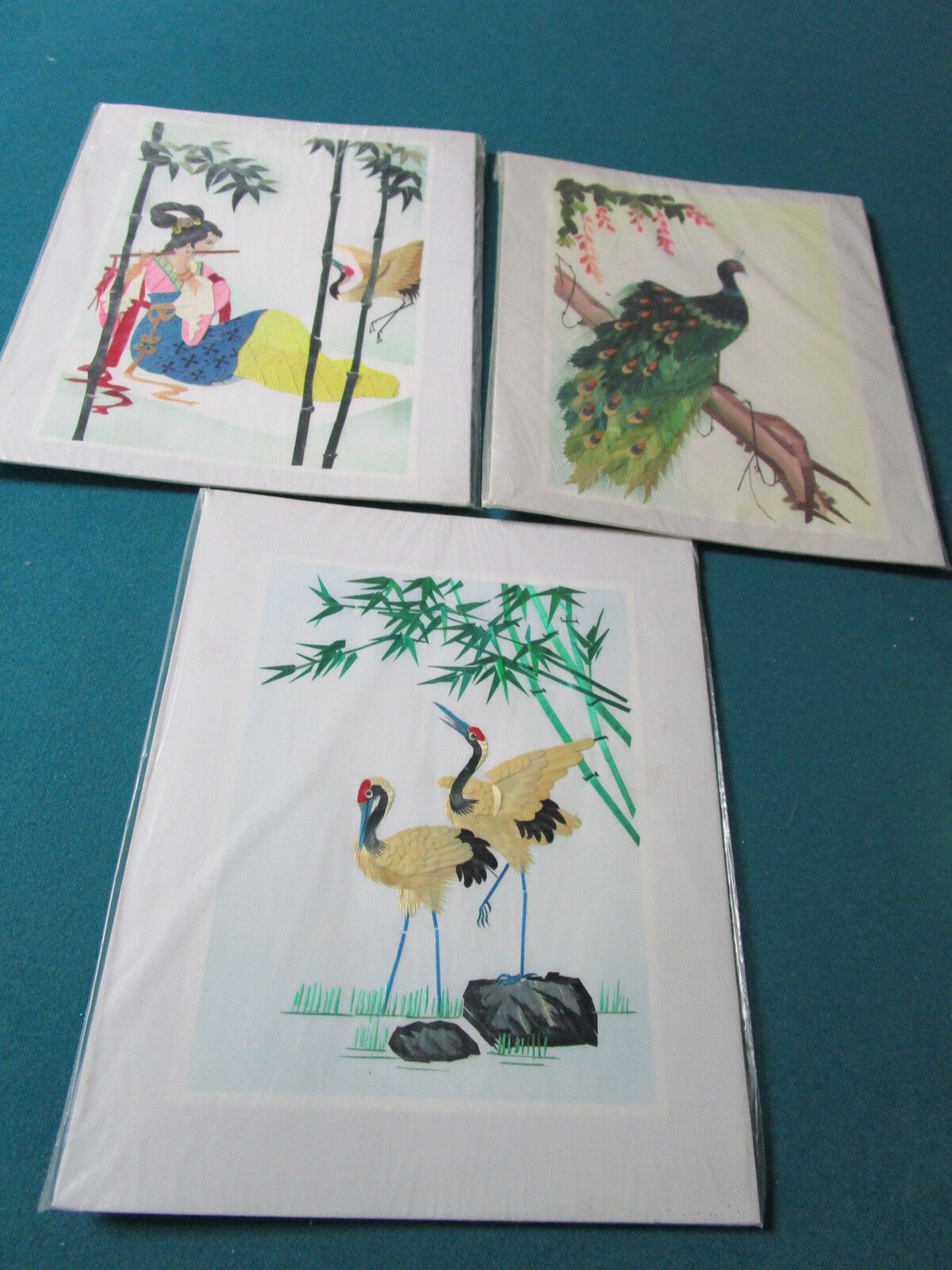 3 Chinese Hand Embroidered Silk Picture, Bamboo & Ink Painting