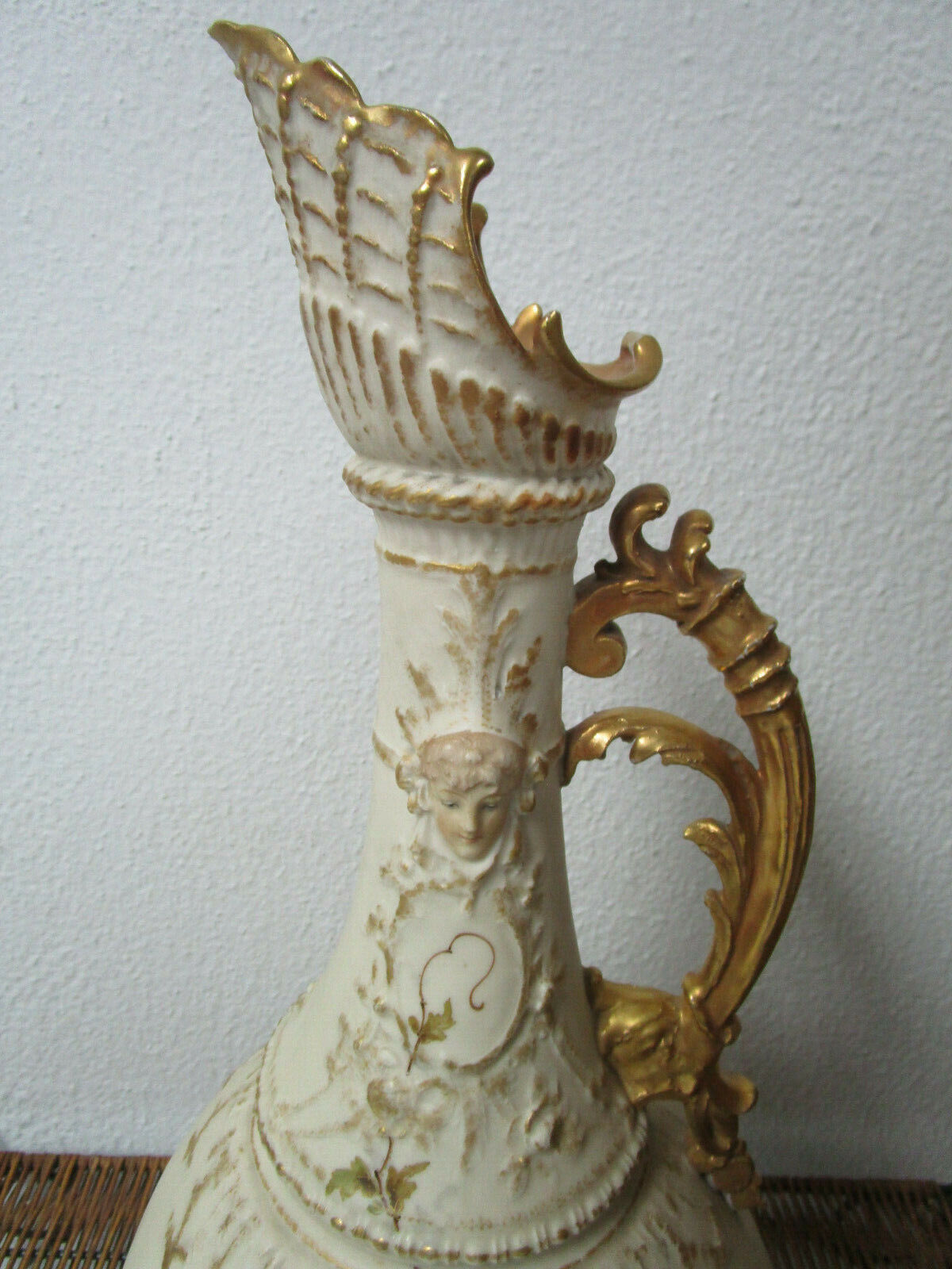 Antique Art Nouveau Vase STELLMACHER AMPHORA TURN-TEPLITZ-BOHEMIA 19" EWER 1890s