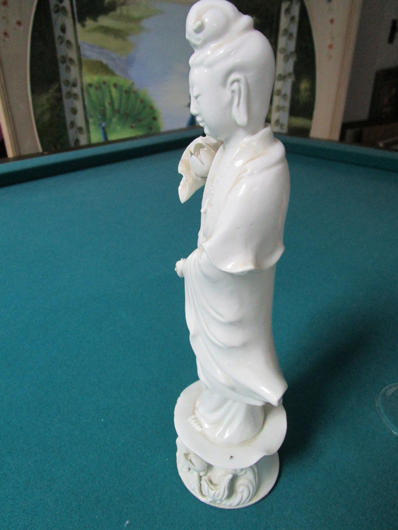 ANTIQUE CHINESE BLANC DE-CHINA SCULPTURE FIGURINE 12" [*3]
