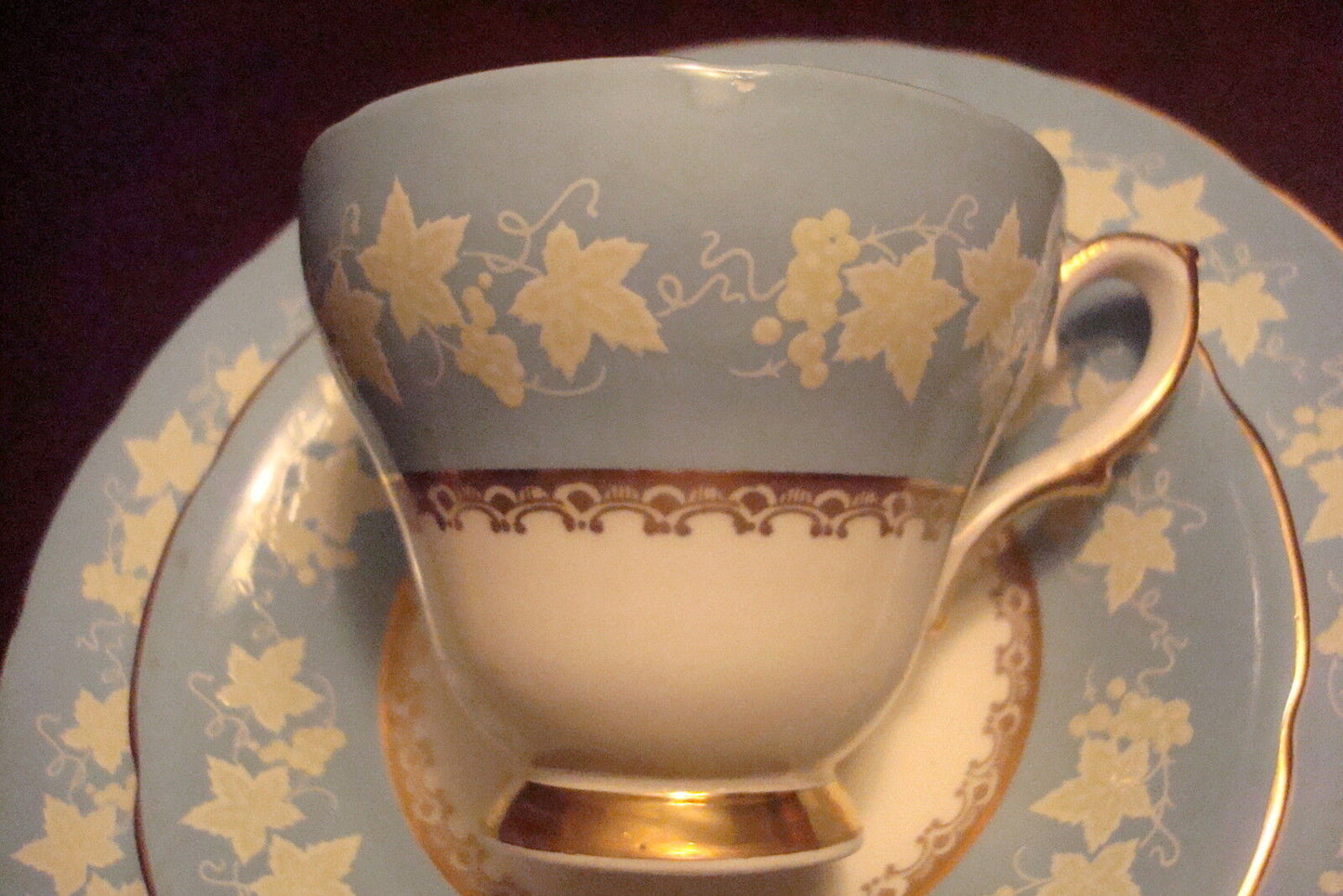 WILLIAM HUDSON-SUTHERLAND Staffordshire UK-c1940s Trio cup.saucer/cake plate ^^^