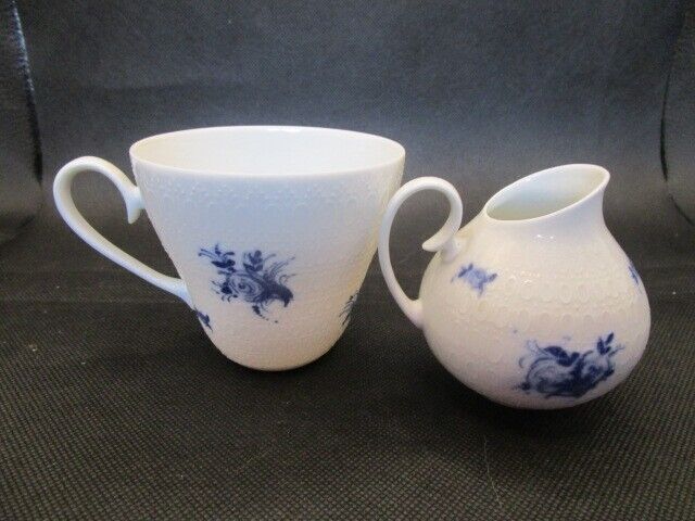 Vintage Bjorn Wiinblad for ROSENTHAL "Romance" blue flowers cup and creamer