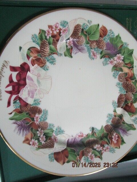 LENOX COLONIAL CHRISTMAS PLATE 1992 NORTH CAROLINA 10.7in ^^