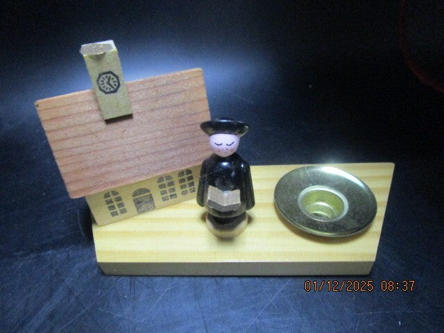 Erzgebirge Candle Holders Pair  Church Priest 4-5 In ^^