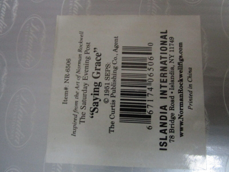 Norman Rockwell "SAYING GRACE" FIGURINE BY ISLANDIA NIB original