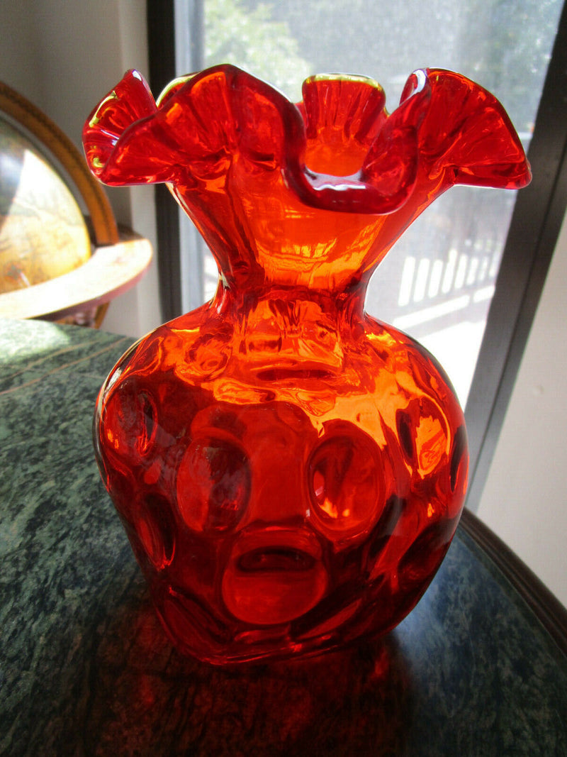 Mid Century Amberina Glass Tiara Optic Dots Paneled Handblown Vase Ewer Pick 1