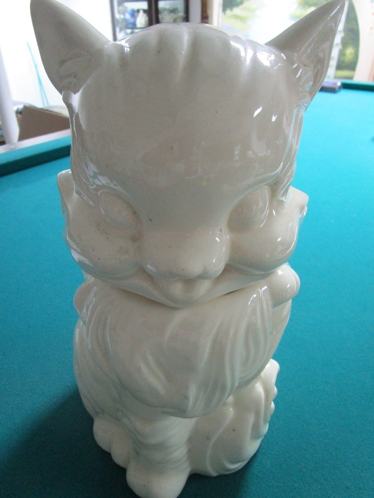 1940S FLUFFY CAT COOKIE JAR ALL WHITE GORGEOUS