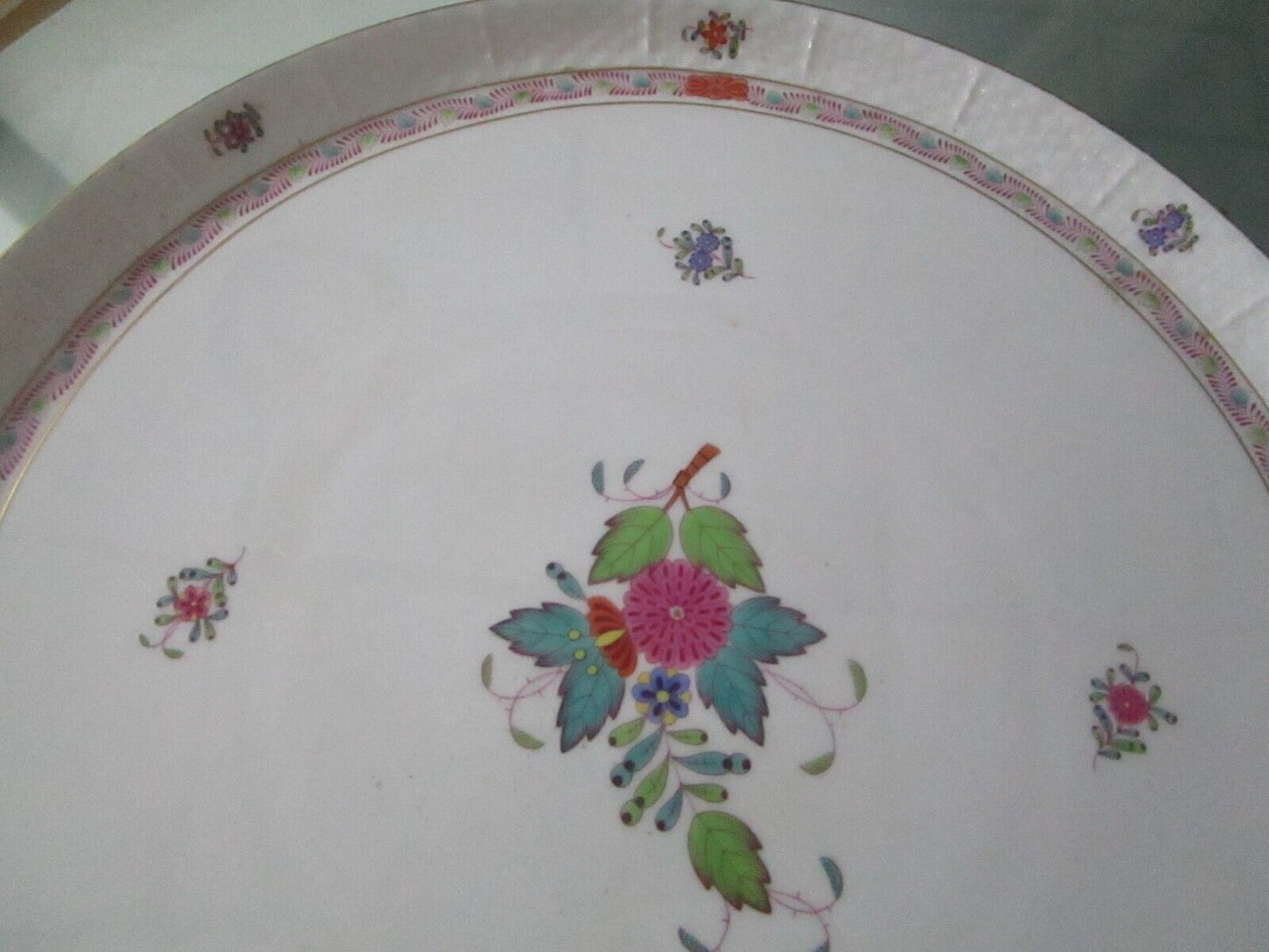 HEREND ROUND PLATTER 14 1/2" APPONYI CHINESE BOUQUET HANDPAINTED