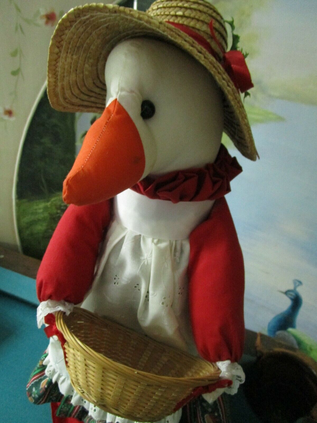 WAMSUTTA HALLMARK GOOSE COUNTRY DOLL WITH BASKET 22 CLOTH ^^