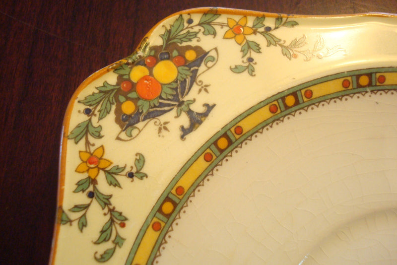 ANTIQUE CROWN DUCAL-England-1920's Staffordshire, 9 sq. desert/saucer plates[6]