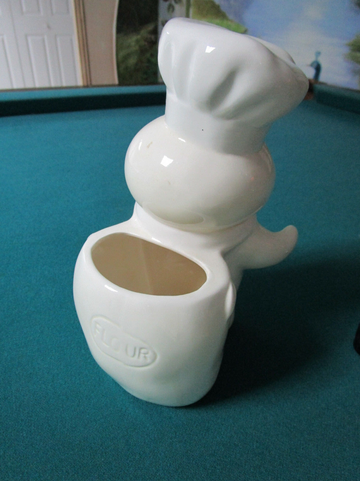 VINTAGE ORIGINAL Pillsbury Doughboy 2 Figurines NAPKIN HOLDER & FLOUR BOWL [83b]