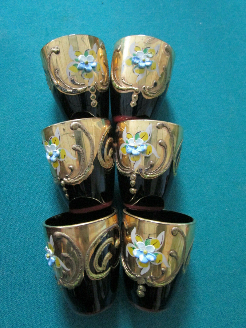 CZECH/BOHEMIAN CRYSTAL GLASS GOLD RED RUBY CANDY DISH BELL DECANTER PICK 1