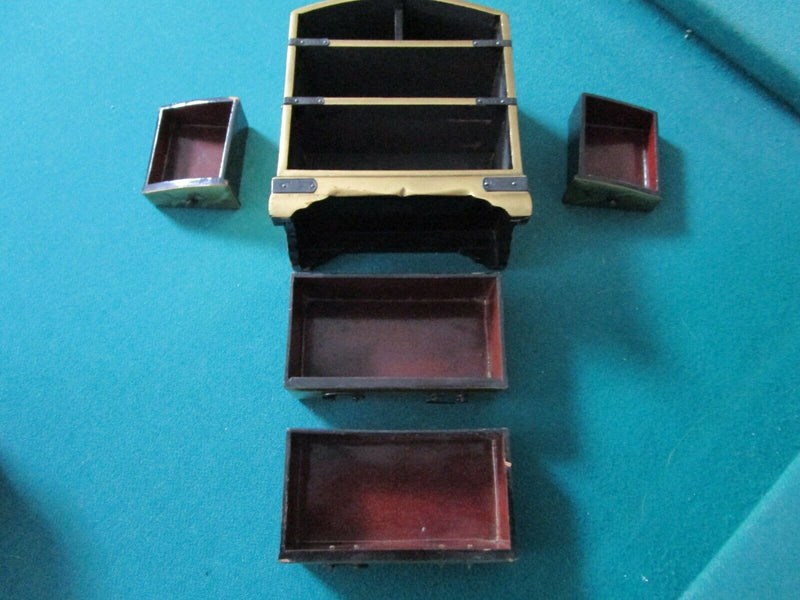 CHINESE LACQUER JEWELRY TRINKET BOX ART NOUVEAU VANITY METAL BOX PICK 1 ^^