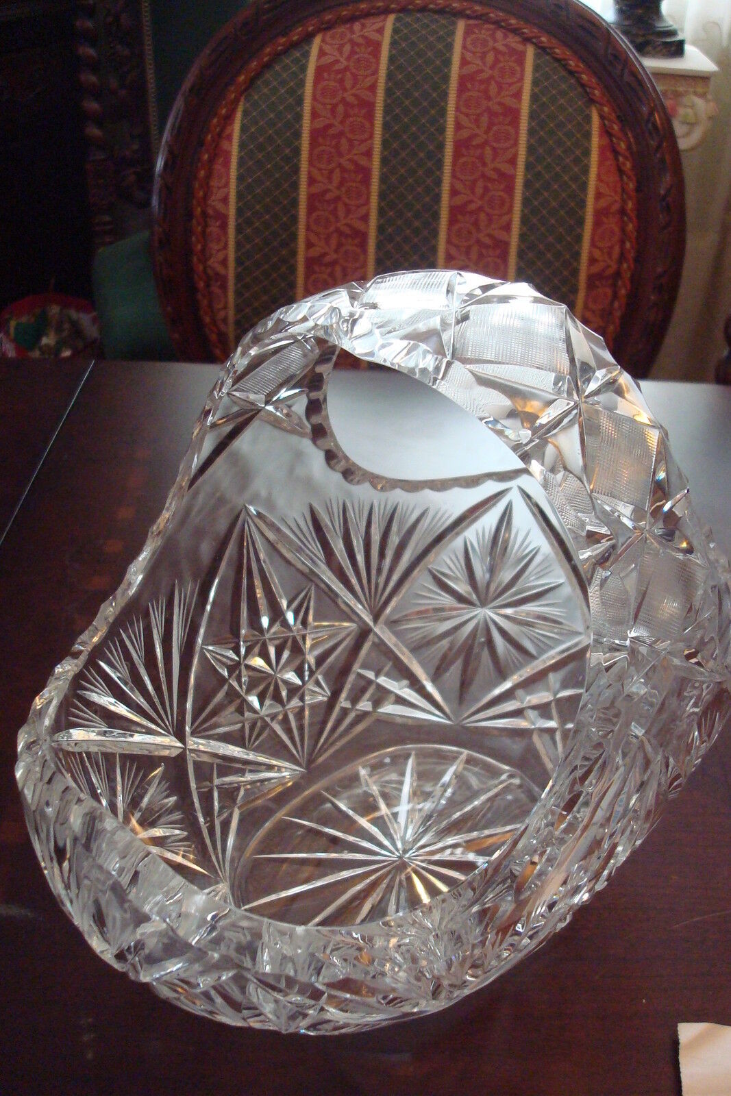 Vintage American Brilliant FLOWER ERA  basket, cut crystal, gorgeous [GL-6]