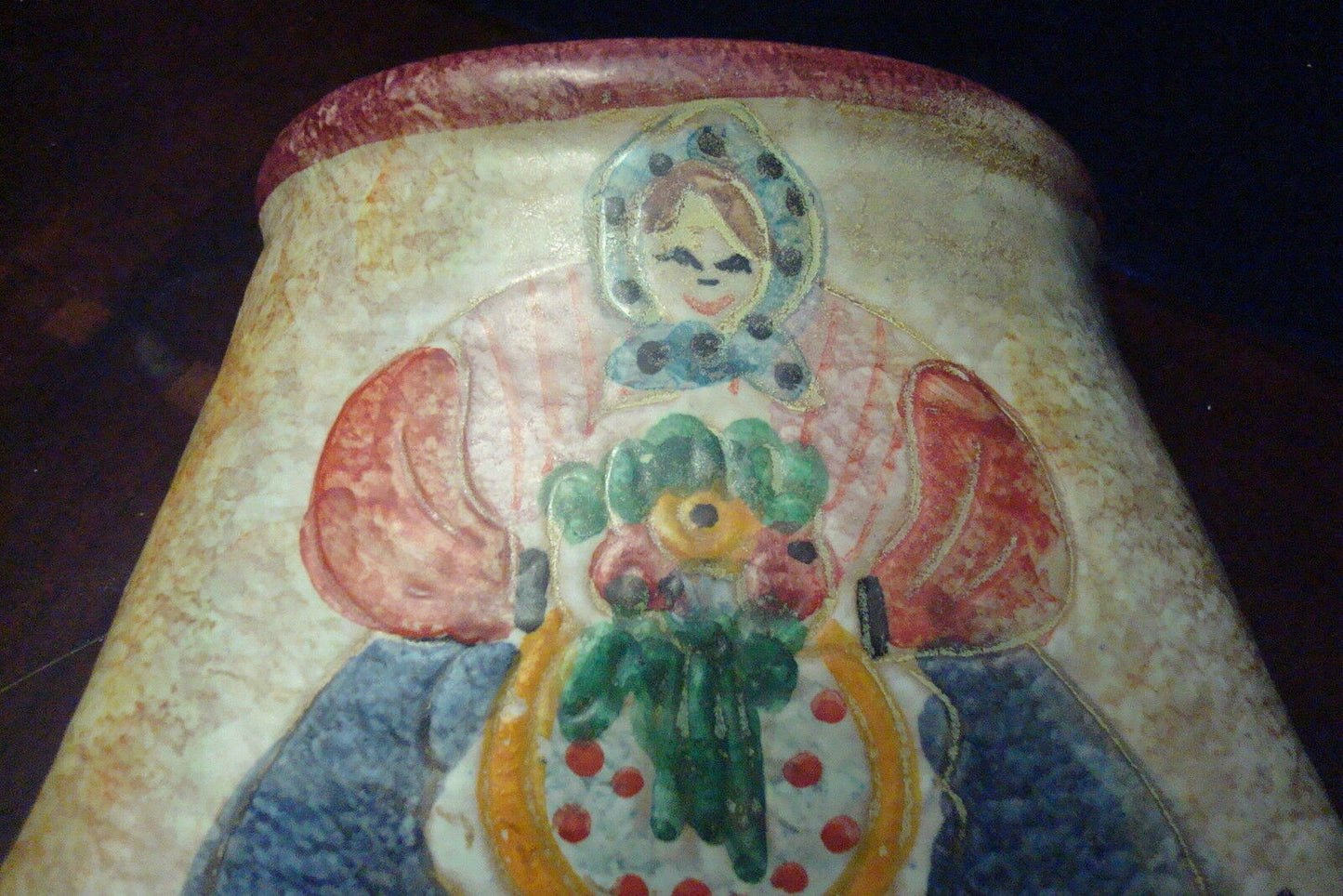 Wall Pocket POTTERY Italy signed, excellent condition, gorgeous , original[60e]