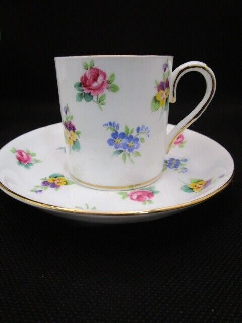 CROWN STAFFORDSHIRE ENGLAND FLAT DEMITASSE COFFEE FLORAL BOUQUET SET PICK 1