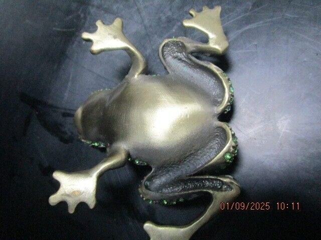 TWO'S COMPANY JEWELLED FROG TINKET BOX 3"