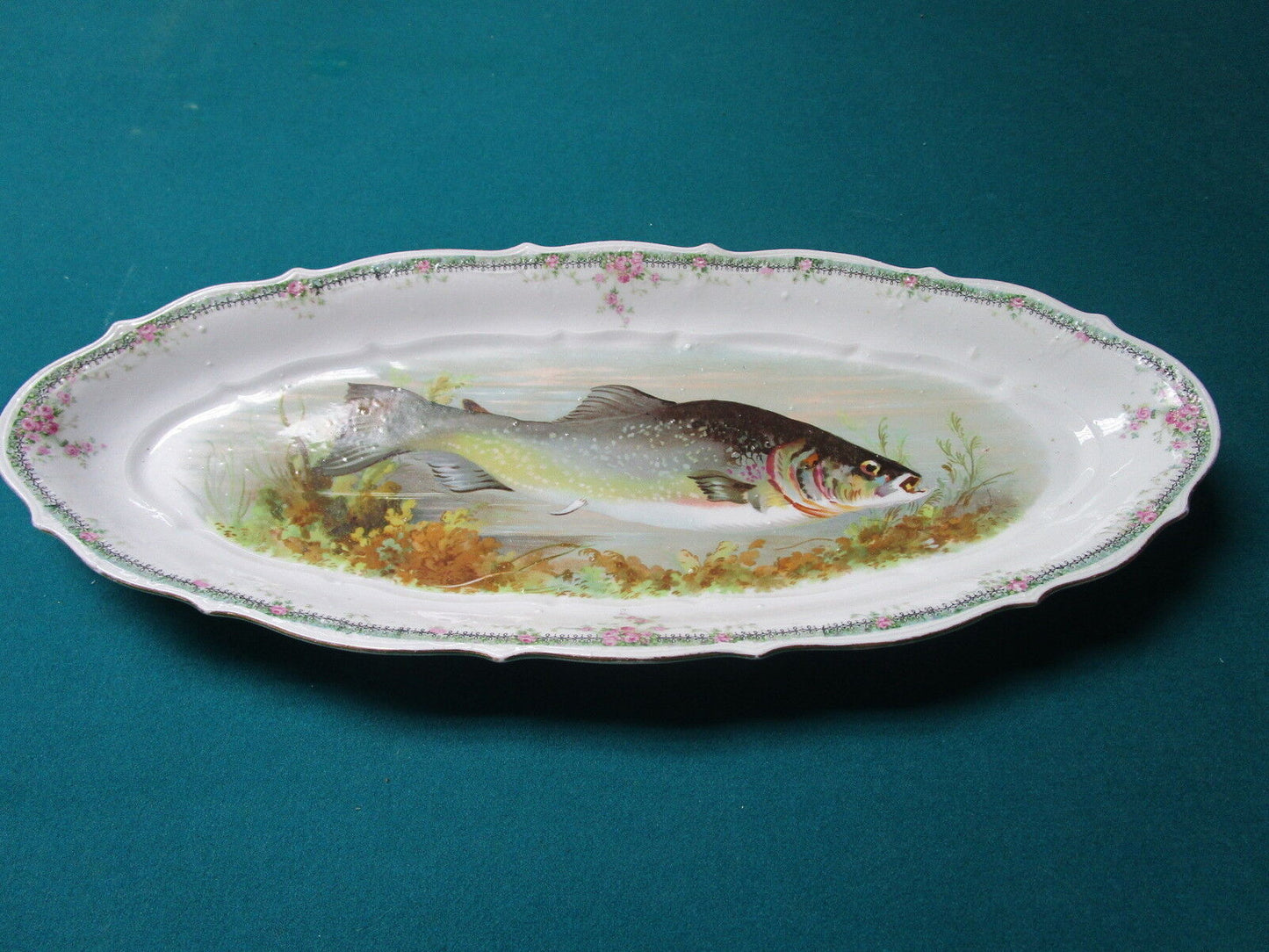 Antique Carl Tielsch CT Germany 1870-1910 Fish Porcelain oval tray ORIGINAL