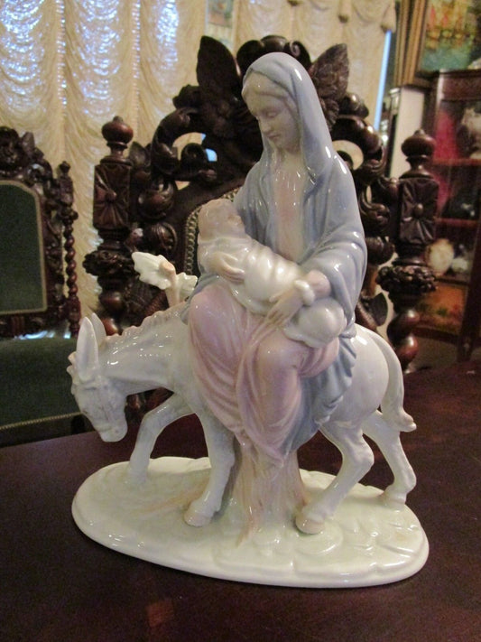 The Valencia Collection Mary and Baby Jesus on donkey Porcelain Figurine 9 "