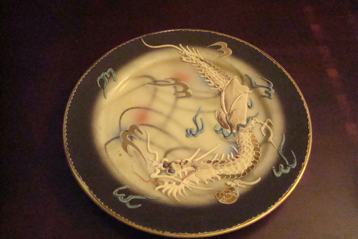 Vintage Dragonware Japan TRIO cup,saucer & cake plate, Moriage dragons[95H]