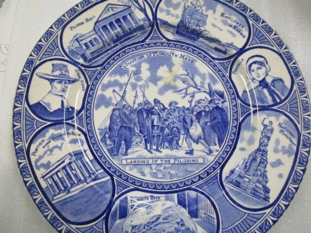 Royal Stafordshire historical plate 10" Plymouth Mass blue [bp44]