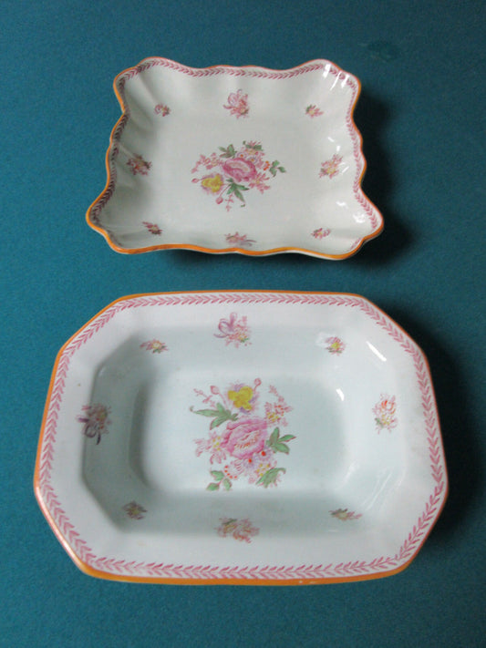 Adams Calyx Ware Set of 2 BOWLS 6888 England SQUARE AND RECTANGULAR rare