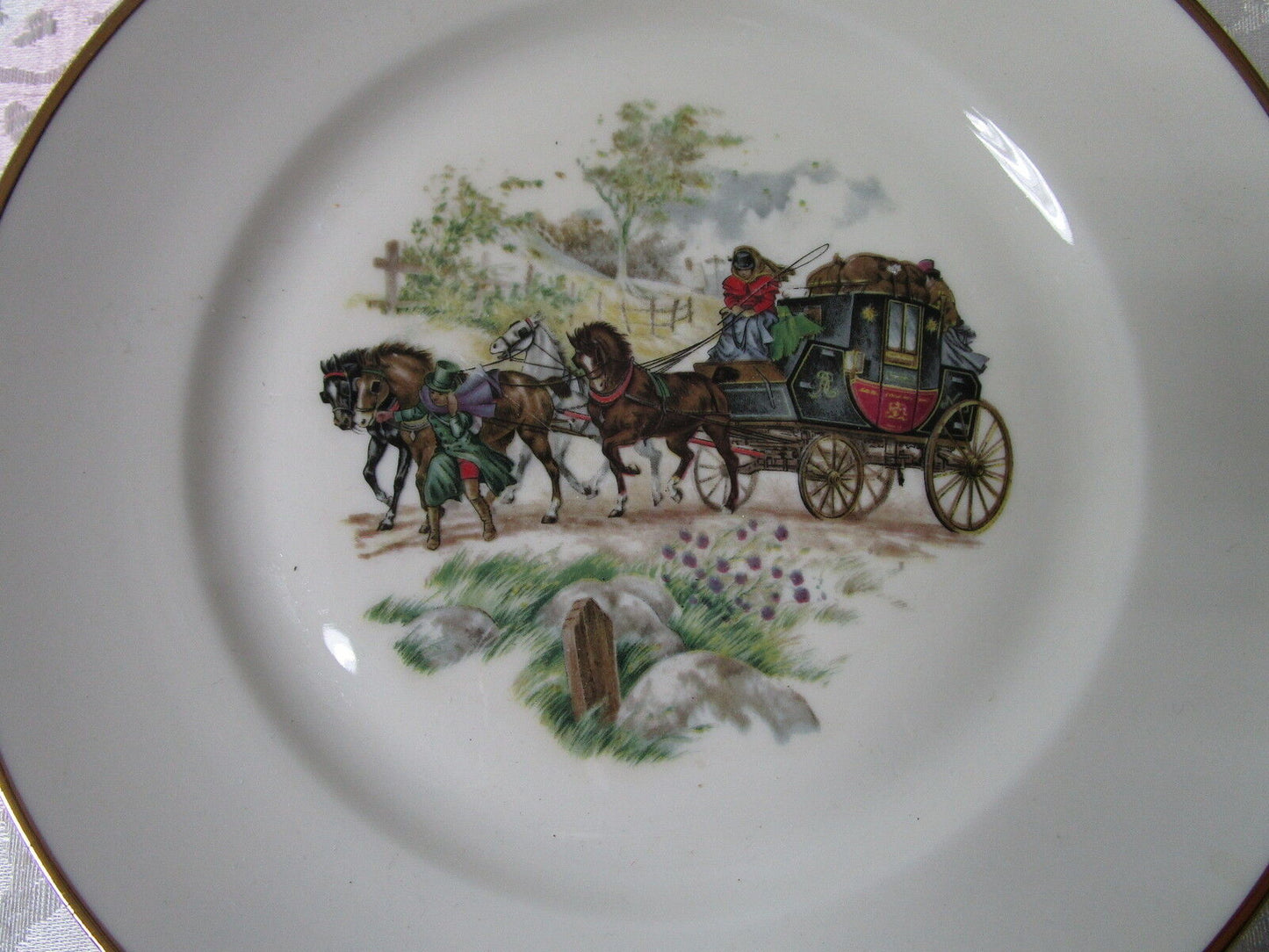 VICTORIAN 4 Salad Plates JWK Joseph Kuba Bavaria Germany  7 1/2", carriages