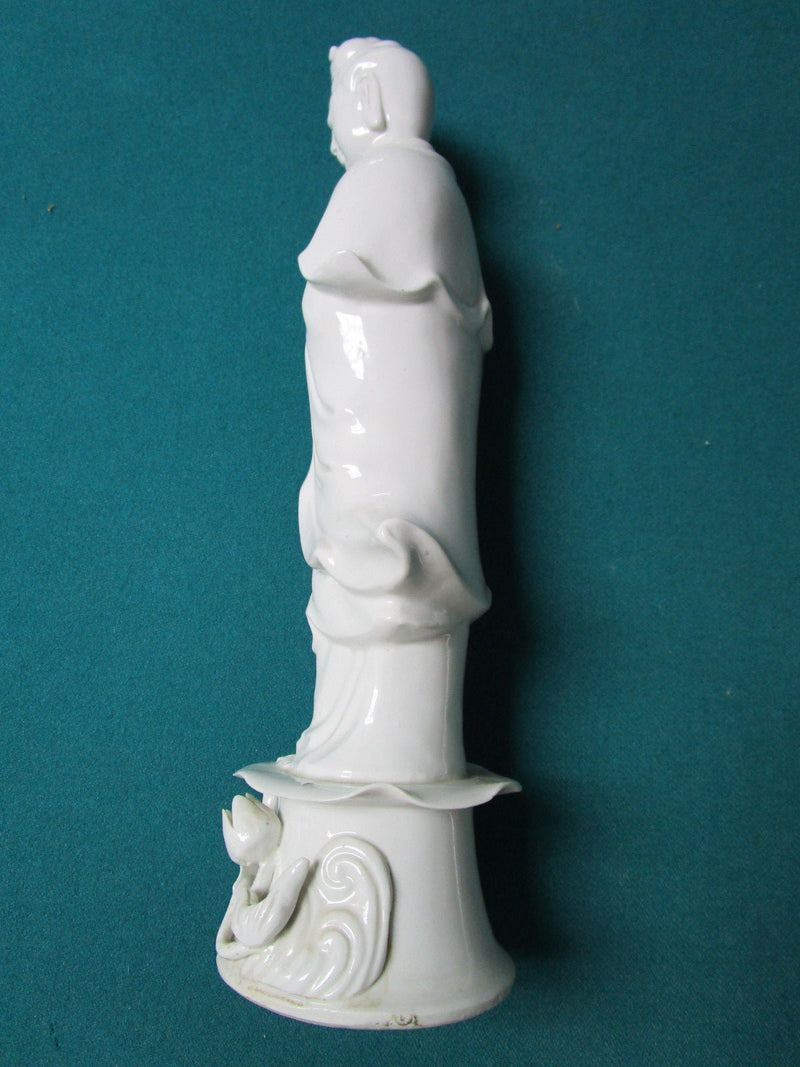 ANTIQUE CHINESE BLANC DE-CHINA SCULPTURE FIGURINE 12" [*3]