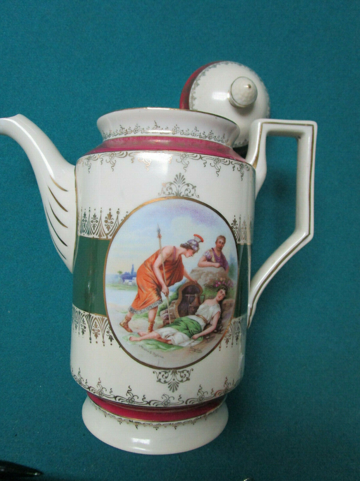 Vintage B. Bloch Eichwald Bohemia Porcelain FIGURAL GREEK COFFEE POT original