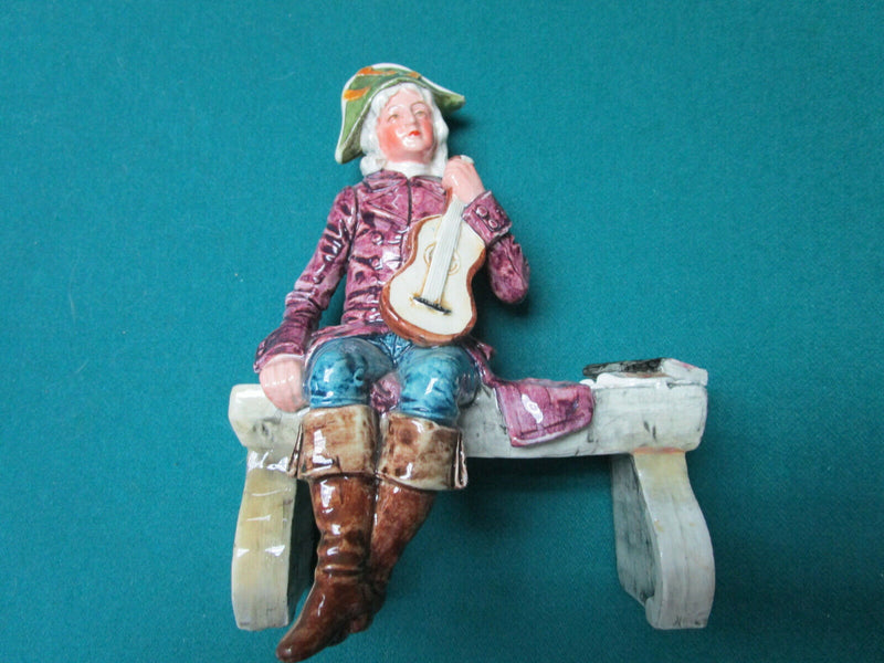 CAPODIMONTE FIGURINE ITALY MIDCENTURY DRUNK - OLD LADY - FLUTE MAN- BENCH GENTLE