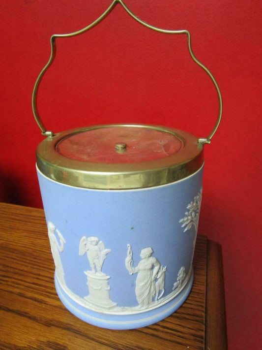 “Wedgwood” jasperware Biscuit Barrel Cookie Jar England1880s PICk 1
